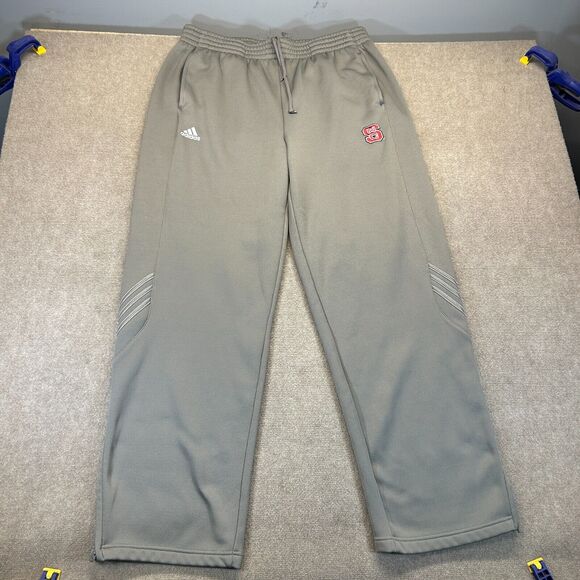 NC State Wolfpack Sweatpants Mens 2XL Gray Adidas ClimaWarm Ankle Zip Warmup 33" - Picture 1 of 10